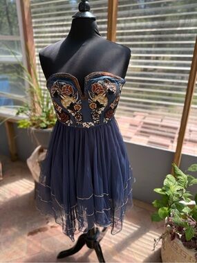 Free People Embroidered Mini Dress